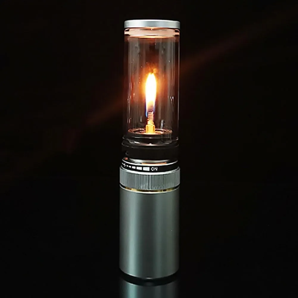Outdoor Camping Lamp Lantern Windproof Gas Candle Lamp Tent Lantern Light for Backpacking Camping Hiking Fishing Lamp Light Butane Gas Light Lantern(with Gas Box Black)