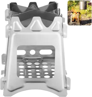 Outdoor Camping Stove, Portable Wood Burning Stove, Folding Stainless Steel Stove For Camping; Compact Backpacking Stove, Hiking, Travelling, Mountaineering