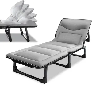 Outdoor Folding Camping Bed for Adults, Portable Sleeping Cots, Durable Heavy Duty Camp Bed