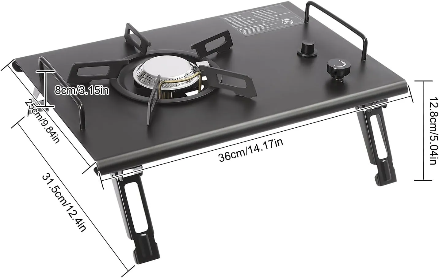 Outdoor Folding Gas Stove,Portable Outdoor Manual Camping Stove, Stainless Steel Propane Gas Cooker for Kitchen Household RV Picnics (Black)