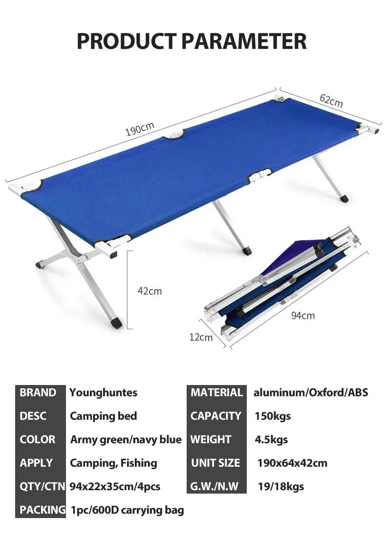 Outdoor Leisure Personal Sleeping Ultralight Aluminum Cot Camouflage Backpacking Portable  Folding Camping Bed
