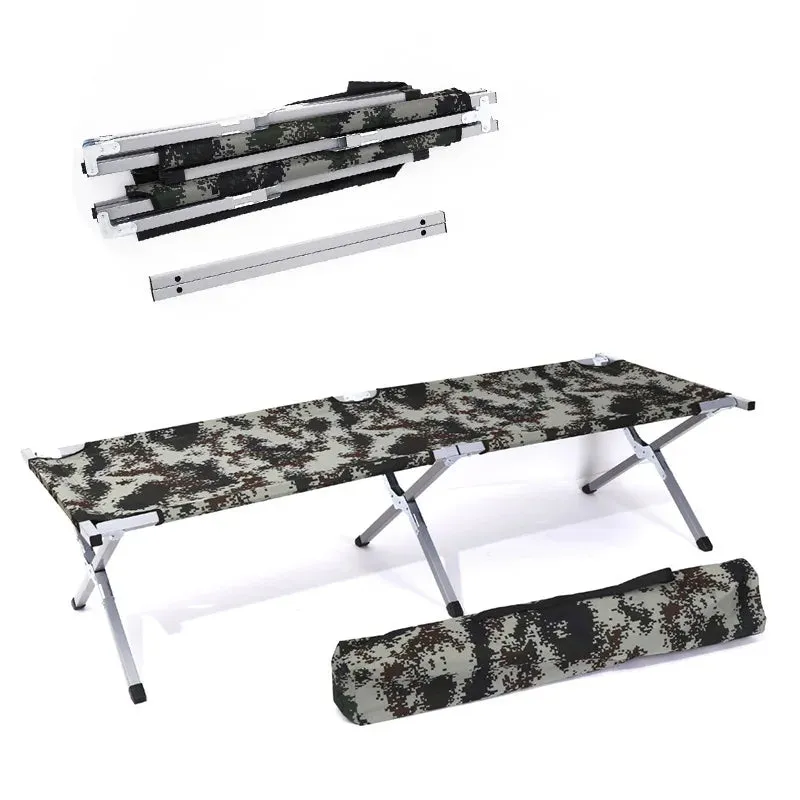 Outdoor Leisure Personal Sleeping Ultralight Aluminum Cot Camouflage Backpacking Portable  Folding Camping Bed