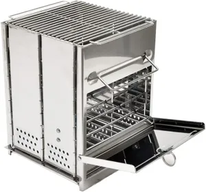 Outdoor Portable Wood Stove Camping Mini Folding Burning Stainless Steel Barbecue Grill/D/As Show