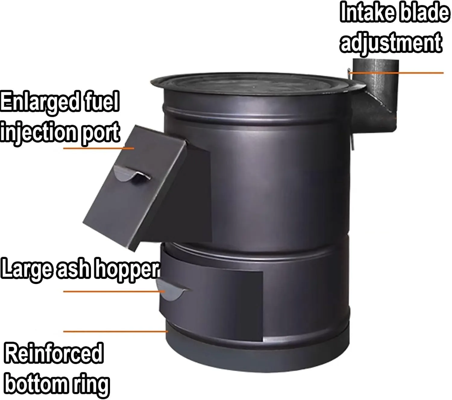 Outdoor Stove Burner Gas Portable Wood Burning Stove Adjustable Heat Level Made of Steel Plate Camping Cookware with Smoke Barrier for Outdoor Cooking(46 * 50CM)