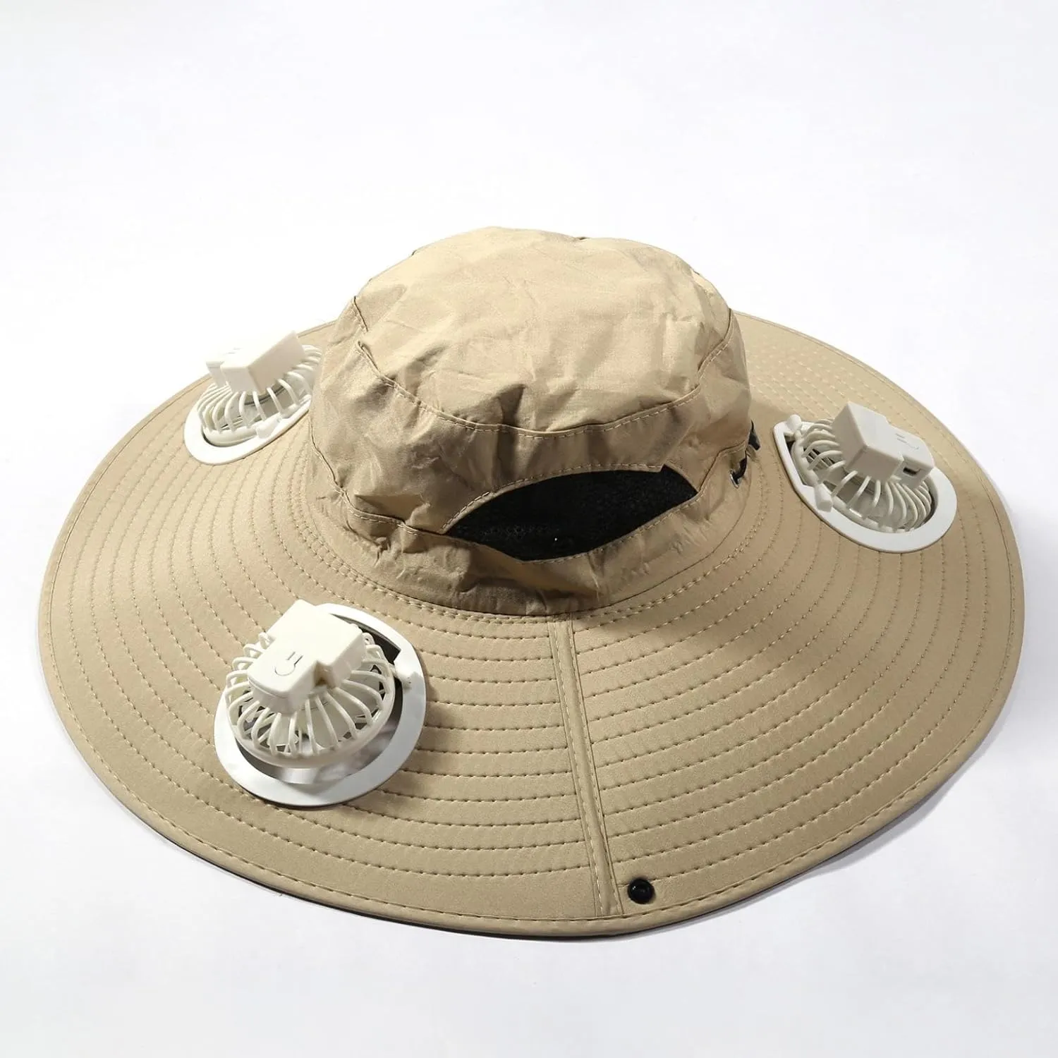 Outdoor Wide Brim Sun Hat with Solar Fan Sun Bucket Hat for Men Women UPF 50  Bucket Fishing, Beach Hat with Fan Built in