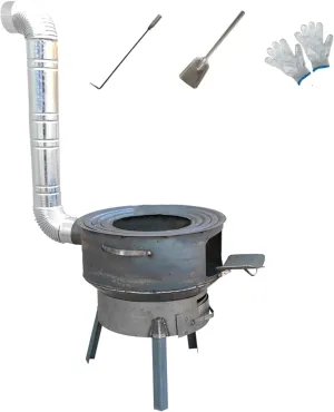 Outdoor Wood Stove, Round Wood Burning Camping Stove, Multifunctional Tent Stove, for Winter Heating, Cooking, Picnic, BBQ, Emergency Preparedness (Color : 52CM20.4IN)