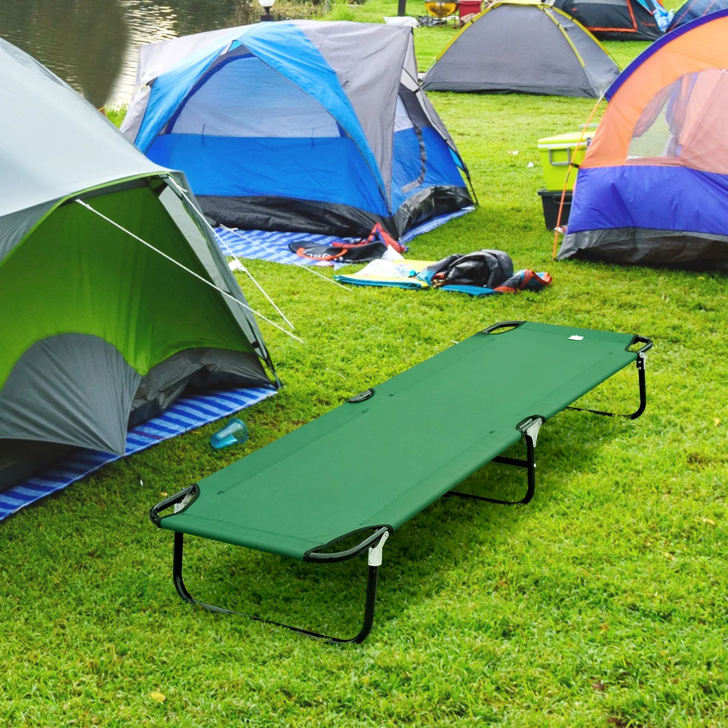Outsunny Folding Camping Cot For Adults Portable Outdoor Sleeping Bed