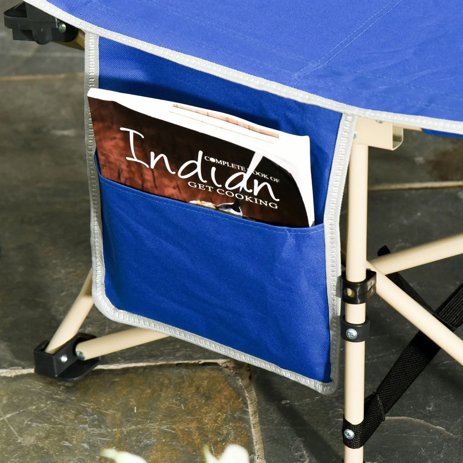 Outsunny Folding Camping Cot, Portable Sleeping Bed For Travel, Navy Blue