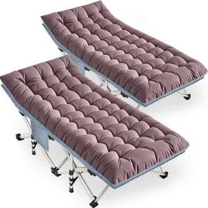 Oversize Camping Cot 2 Pack XXL Camping Bed with Comfortable Mattress Extra Large Sleeping cots for Adults Portable Cots Include Carry Bag for Adults Easy to Set Up Cots Indoor Outdoor Office Nap