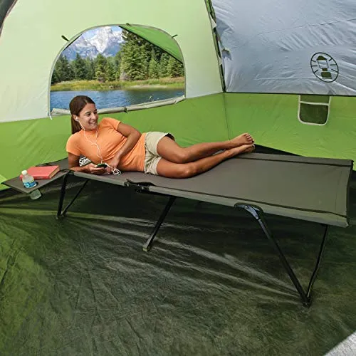 Pack-Away Camping Cot w/ Removable Side Table,Extra Wide Cot