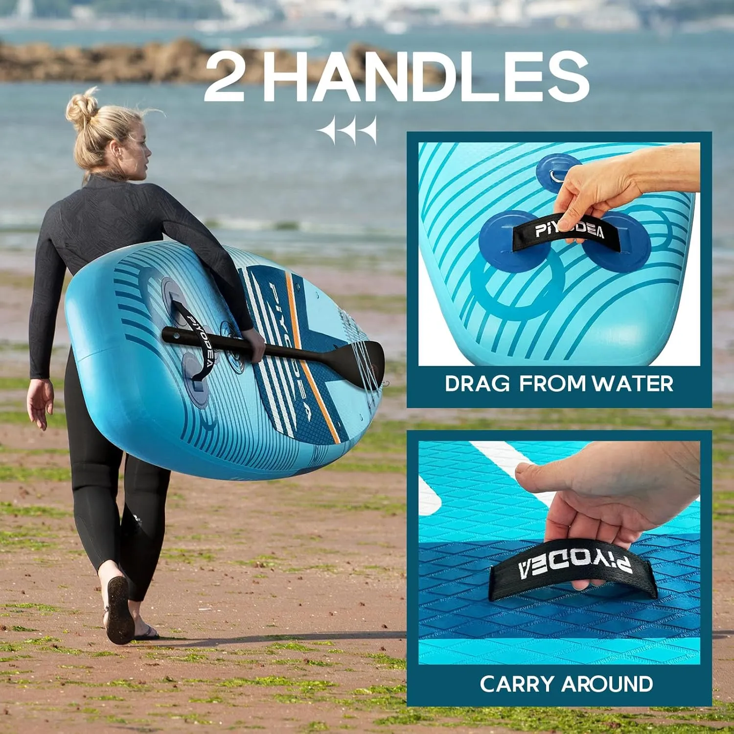 Paddle Boards for Adults, 10'6"/11"/11'6" Inflatable Paddle Board, Super Non Slip Eva, Stand Up Paddle Board with Removable Fins, Adjustable Paddle, Pump, Shoulder Strap, Leash, Standing Boat
