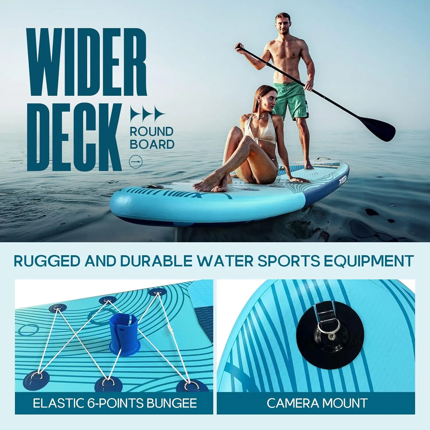 Paddle Boards for Adults, 10'6"/11"/11'6" Inflatable Paddle Board, Super Non Slip Eva, Stand Up Paddle Board with Removable Fins, Adjustable Paddle, Pump, Shoulder Strap, Leash, Standing Boat