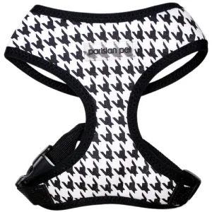 Parisian Pet 'Freedom Harness Black Houndstooth' for Dogs & Cats – Durable Adjustable Houndstooth Design Pet Harness, Black