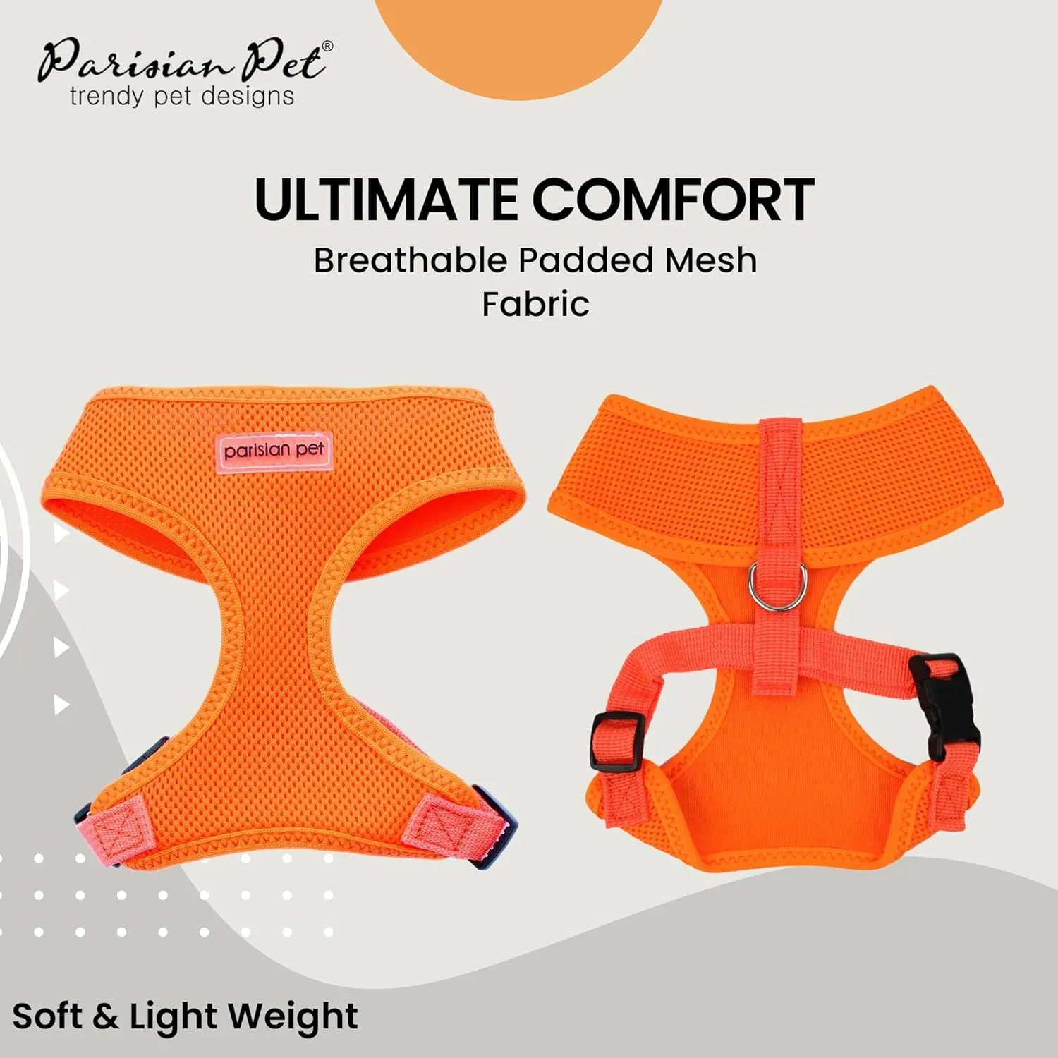 Parisian Pet Orange Dog Harness - Adjustable Dog Vest Harness - Soft Padded, No Pull Puppy Harness - Cooling Dog Harness for Large Dogs - Idle for Walking, Running, and Hiking - L