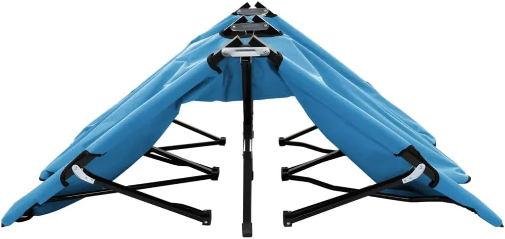 Patio Sun Loungers Two Person Folding Sun Lounger Blue Steel,For easy transport and storage, the cot folds compactly, making it your ideal camping partner. Whether you're exploring the wilderness or s
