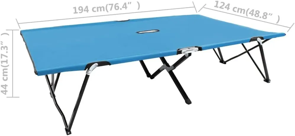 Patio Sun Loungers Two Person Folding Sun Lounger Blue Steel,For easy transport and storage, the cot folds compactly, making it your ideal camping partner. Whether you're exploring the wilderness or s