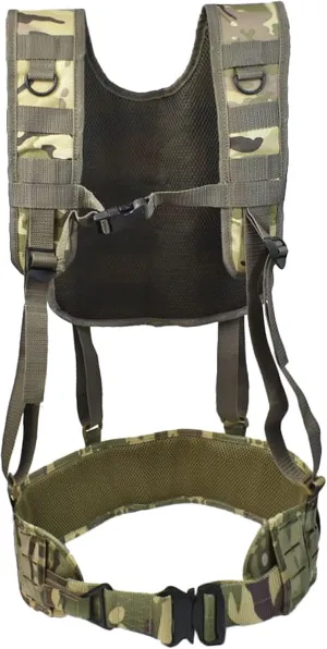 Patrol MOLLE Belt Airsoft Tactical Hunting Waist Belt with Adjustable Tactical Suspenders Harness