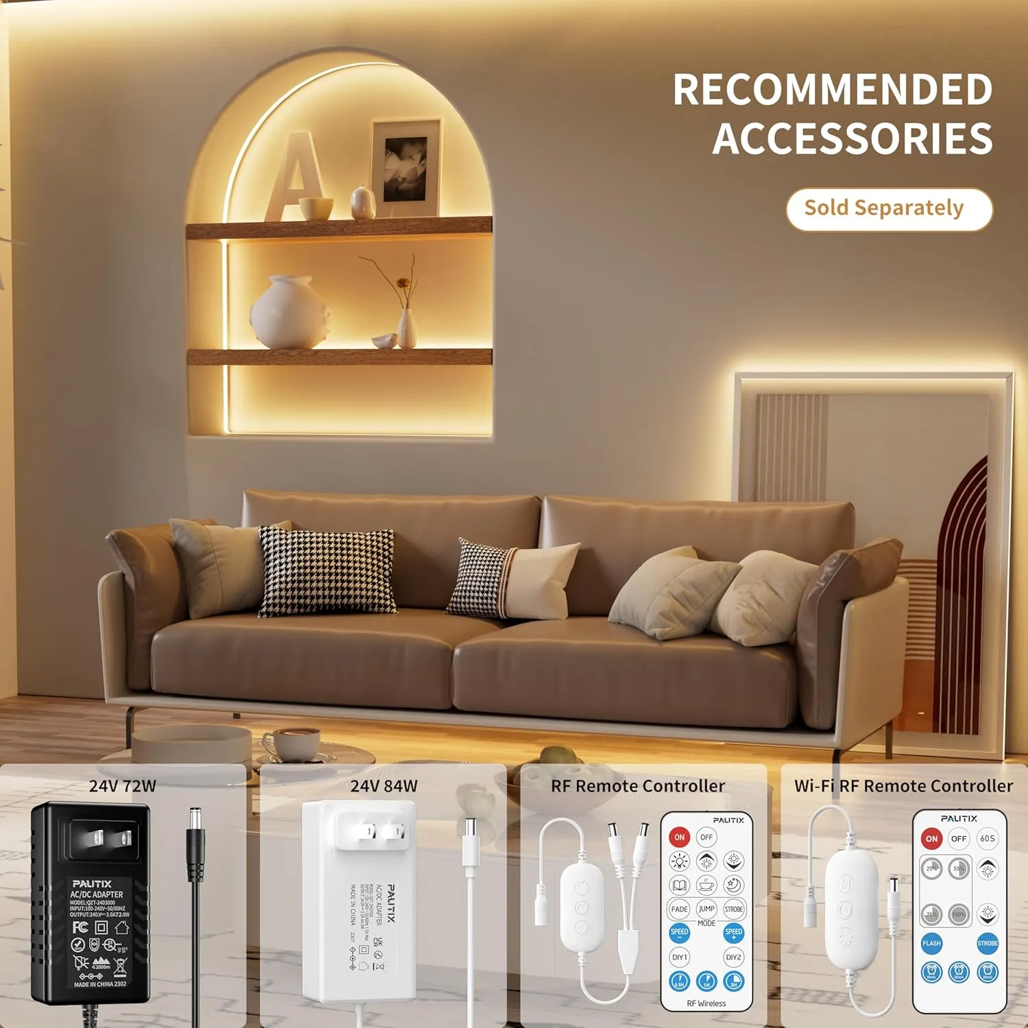 PAUTIX COB LED Strip Light IP65 Waterproof 32.8ft/10m 5040LEDs Warm White 2700K,High Lumen Flexible CRI93  LED Tape 24V Super Bright,for Home&Office Lighting Project(Adapter&Dimmer Sold Separately)