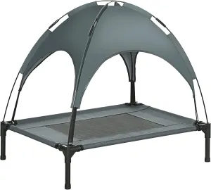 PawHut Elevated Dog Bed with Removable Canopy, Outdoor Dog Cot with UV Protection Canopy Shade, 30 inch Pet Bed for Camping, Gray