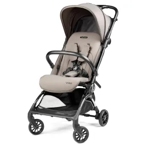 Peg Perego Volo, Ultra Lightweight Carry On Compliant Travel Stroller, Adjustable Features & Reclining Seat - Designed for Everyday Comfort from Newborn to 50lbs, Misty Beige (Light Greige)