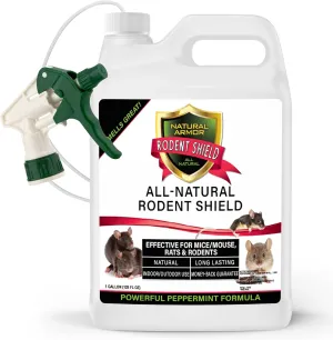 Peppermint Repellent for Mice/Mouse, Rats & Rodents. Natural Spray for Indoor & Outdoor Use. Natural Armor Rodent Shield. 128 OZ Gallon