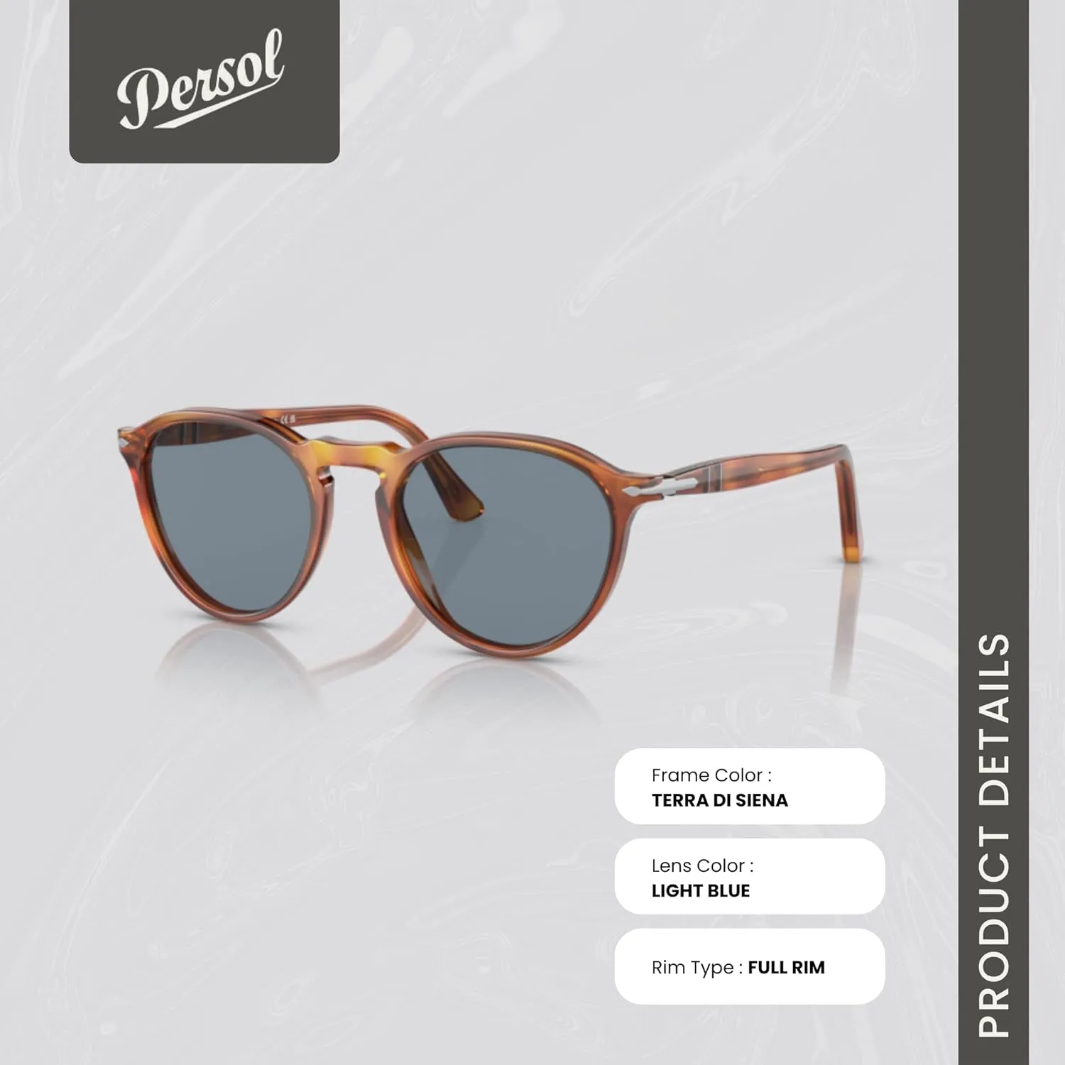 Persol PO3286S Round Sunglasses for Men for Women   BUNDLE With Designer iWear Complimentary Eyewear Kit