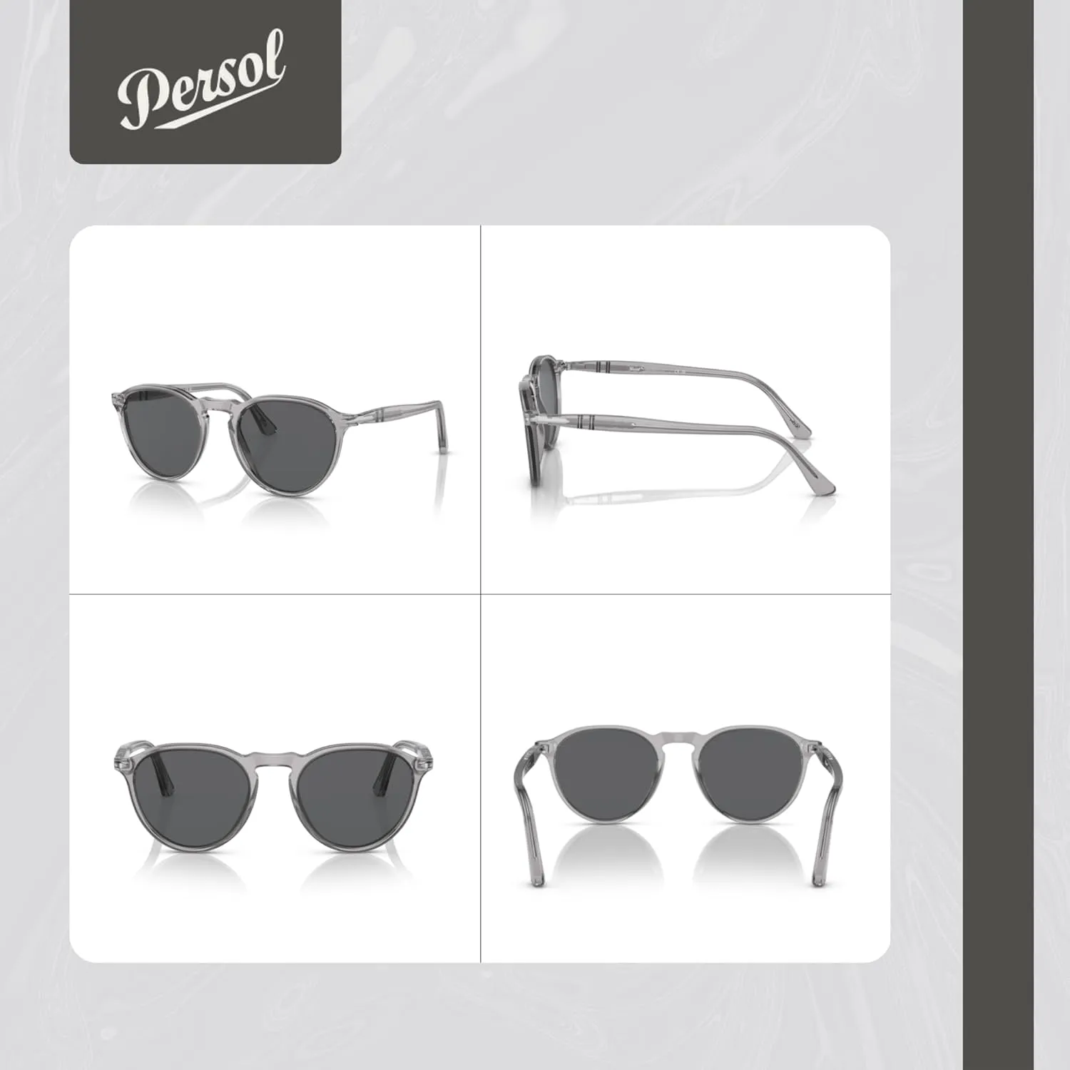 Persol PO3286S Round Sunglasses for Men for Women   BUNDLE With Designer iWear Complimentary Eyewear Kit