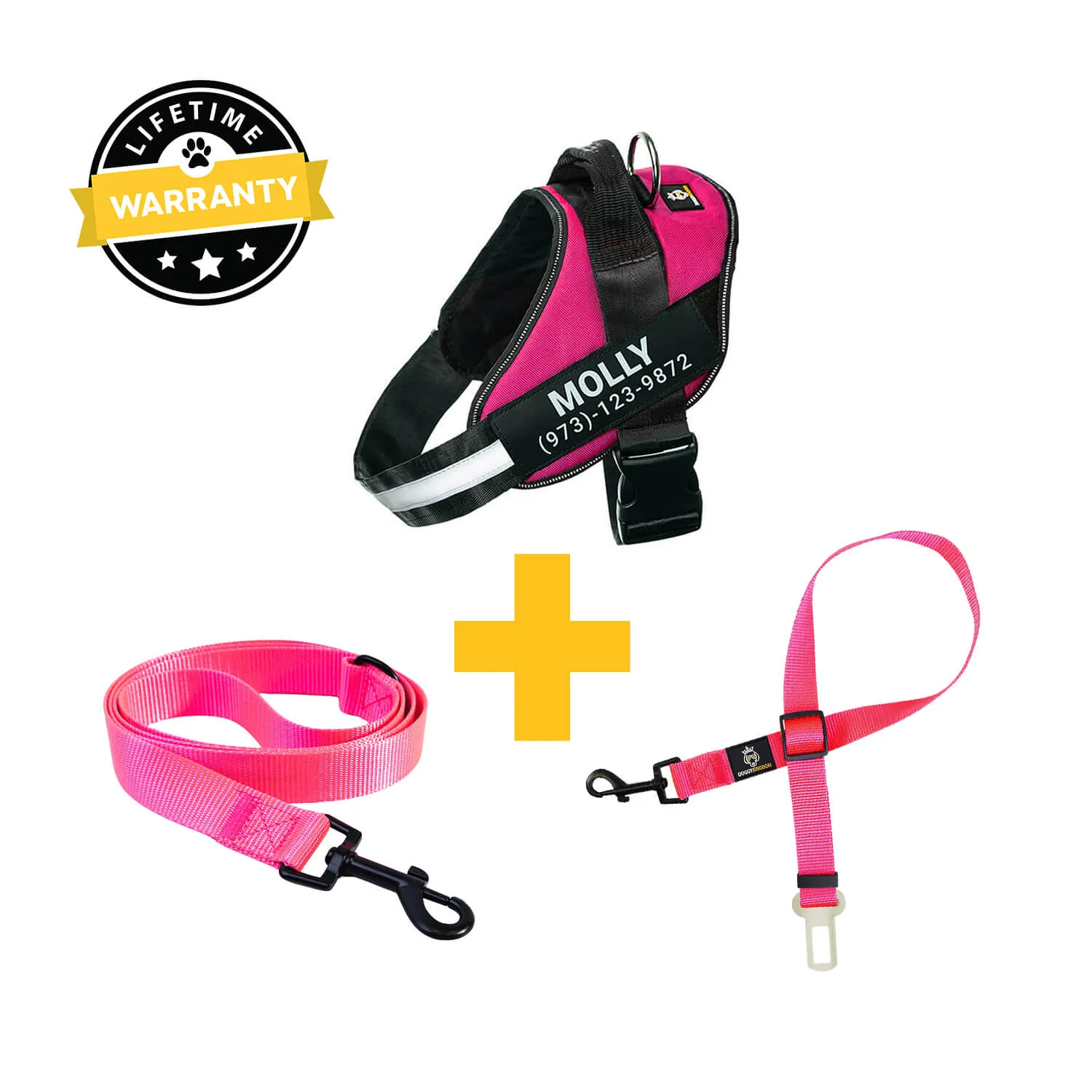 Personalized  Harness   Leash   Safety Seat Belt BUNDLE