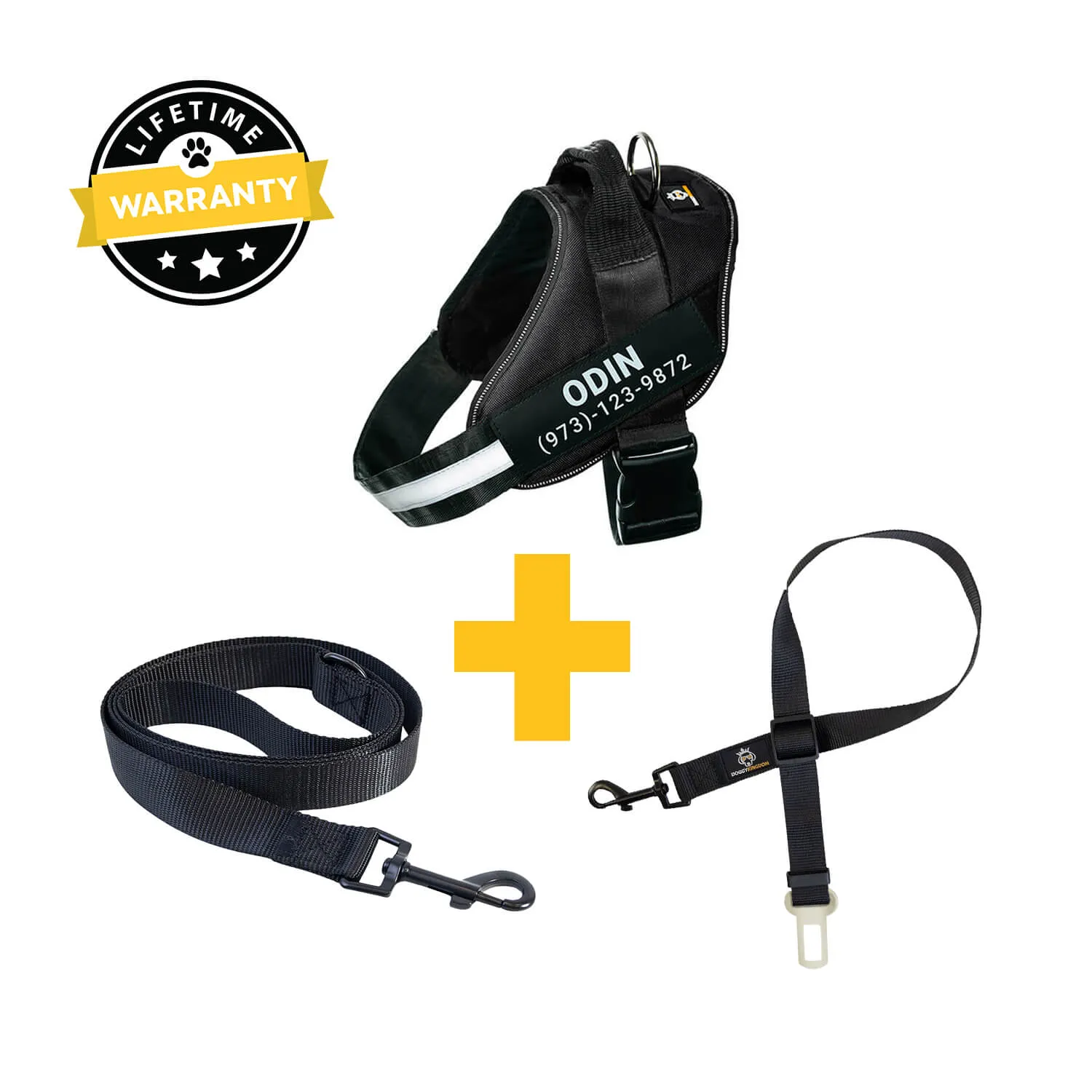 Personalized  Harness   Leash   Safety Seat Belt BUNDLE