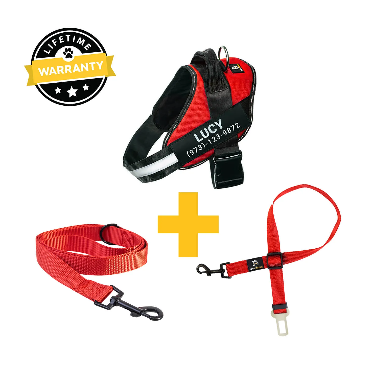 Personalized  Harness   Leash   Safety Seat Belt BUNDLE