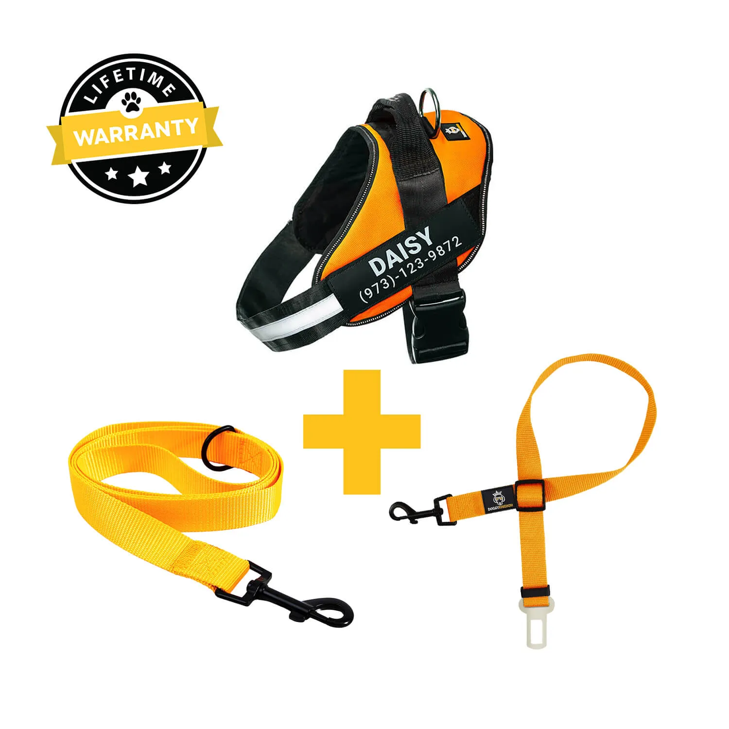 Personalized  Harness   Leash   Safety Seat Belt BUNDLE