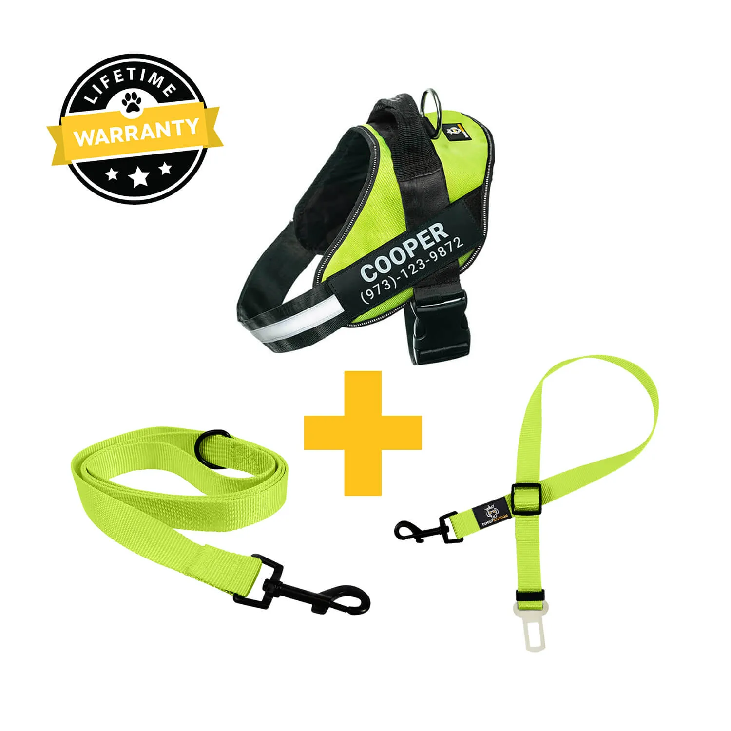 Personalized  Harness   Leash   Safety Seat Belt BUNDLE