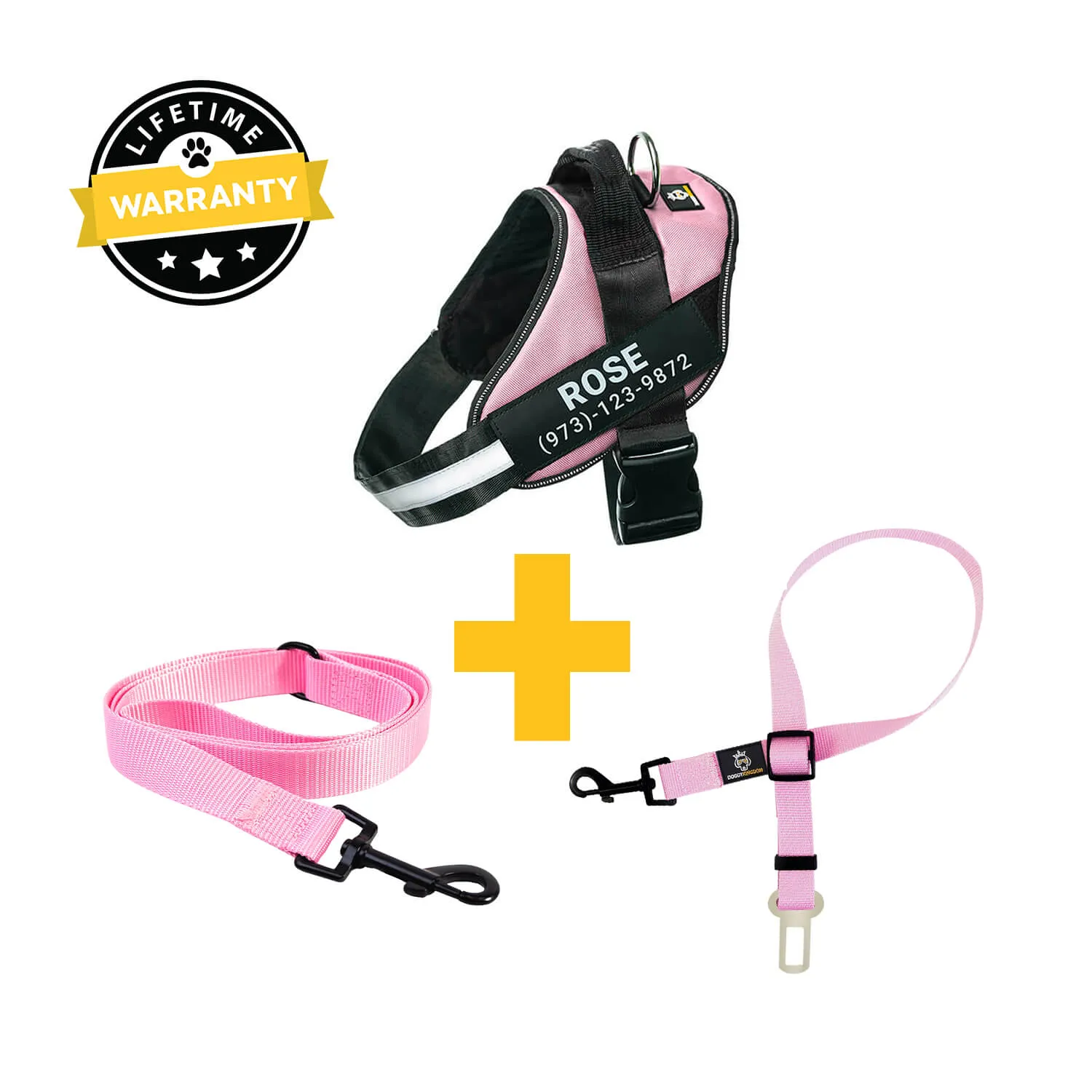 Personalized  Harness   Leash   Safety Seat Belt BUNDLE