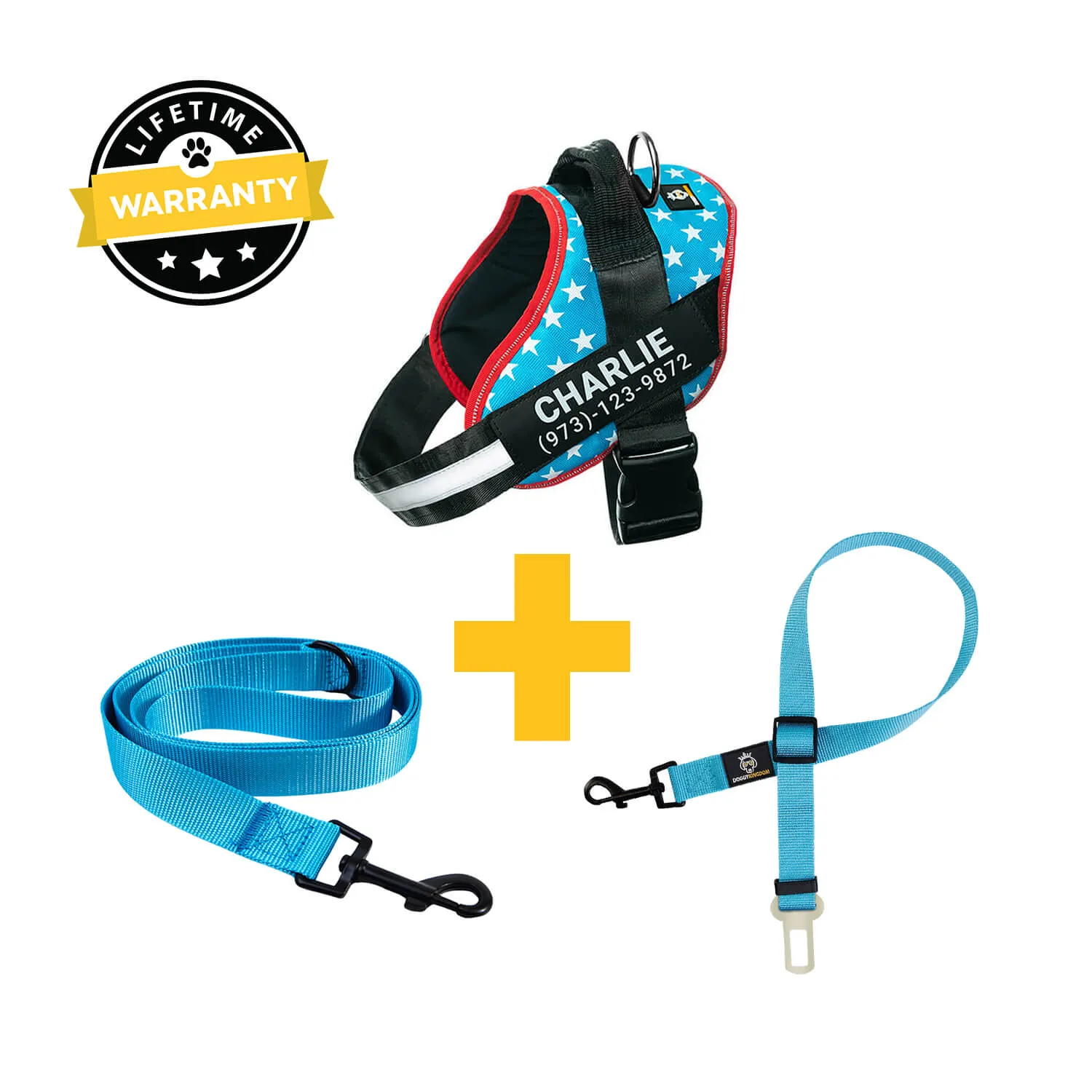 Personalized  Harness   Leash   Safety Seat Belt BUNDLE