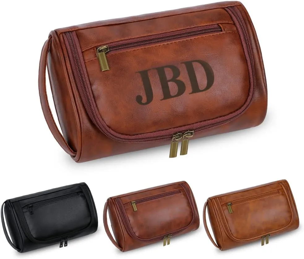 Personalized Toiletry Bag For Men, Husband, Boyfriend, Dad Capacity Leather Travel Dopp Kit Handcrafted Engraved Custom Name Unique Gift For Birthday| Anniversary| Fathers Day| Wedding Groomsmen Gifts