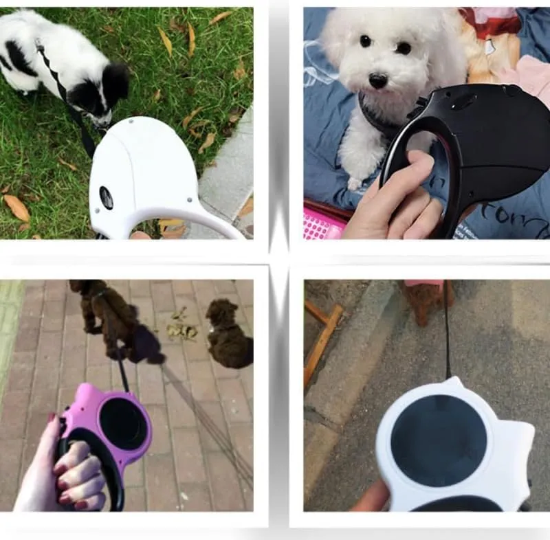 Pet Retractable Dog with Flashlight Travel, Ergonomic Handle, Available in Pink, red, Black, White (Pink)