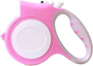 Pet Retractable Dog with Flashlight Travel, Ergonomic Handle, Available in Pink, red, Black, White (Pink)