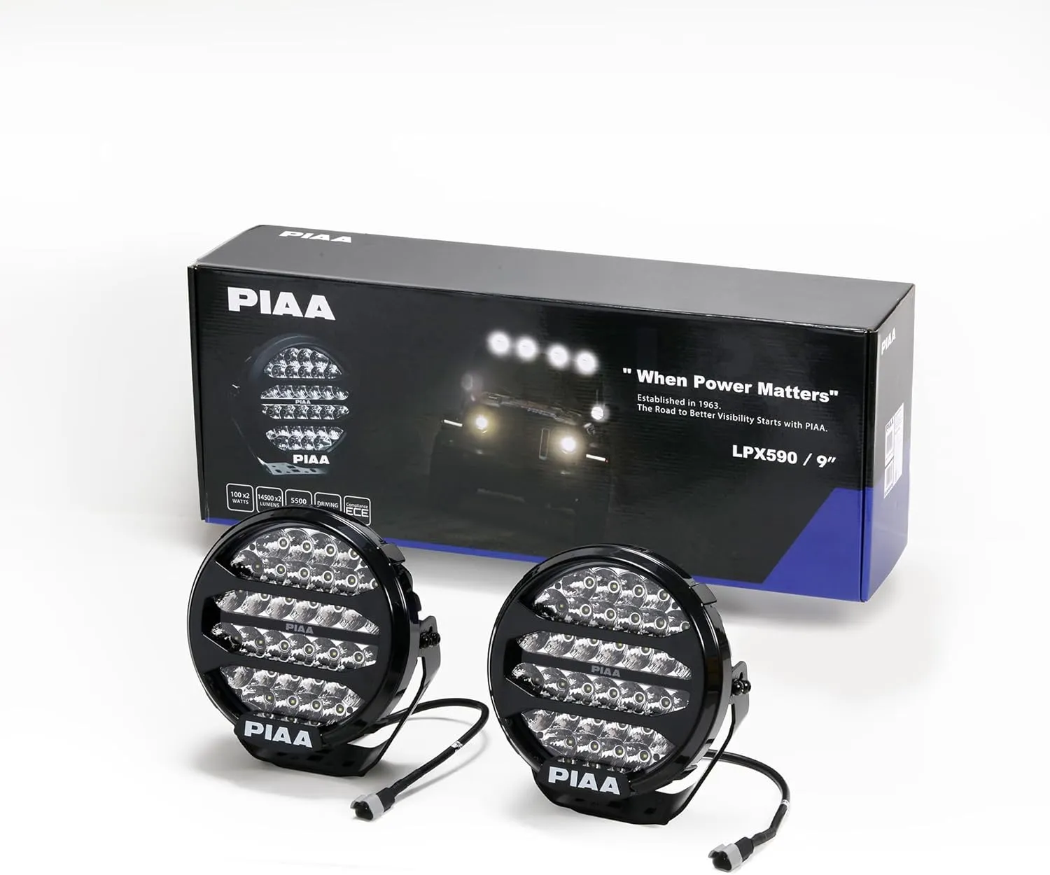 PIAA DKX595E Auxiliary Lamps, LPX Series Auxiliary Light 9 inch, White, Pack of 2 Kit