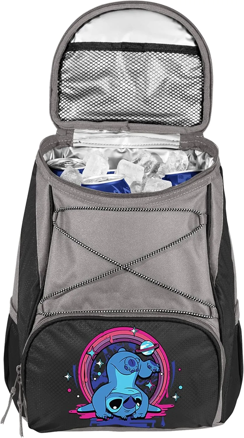 PICNIC TIME Disney Lilo & Stitch PTX Backpack Cooler, Soft Cooler Backpack, Insulated Lunch Bag, (Black with Gray Accents)