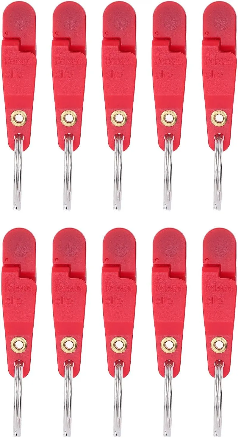 Pilipane Heavy Tension Snap Release Clip 10Pcs Set Fishing Trolling Padded Release Clips with Key Ring for Planer Board Kite Saltwater Freshwater Anglers ABS Plastic