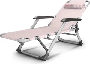 Pink Massage Recliner Folding Balcony Lounge Deck Chair, Multi-Position Adjustable Sun Lounger(Pink)