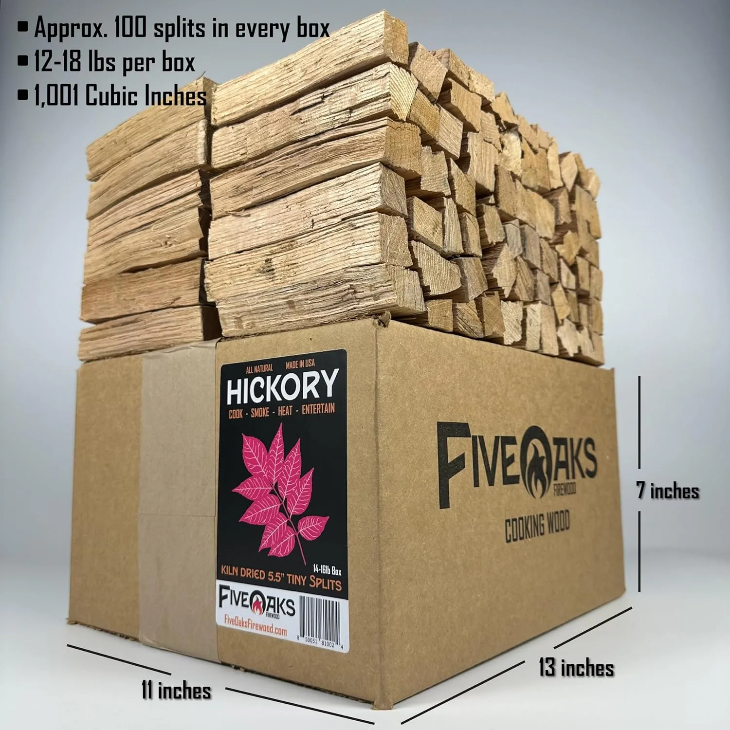 Pizza Oven Wood for Wood Fire Pizza Oven, Mini Hickory Firewood. 5 Inch Hickory Wood (1,000 Cubic Inches) ~5" Kiln Dried Firewood for Ooni Pizza Ovens, Gozney, Bertello Pizza Oven