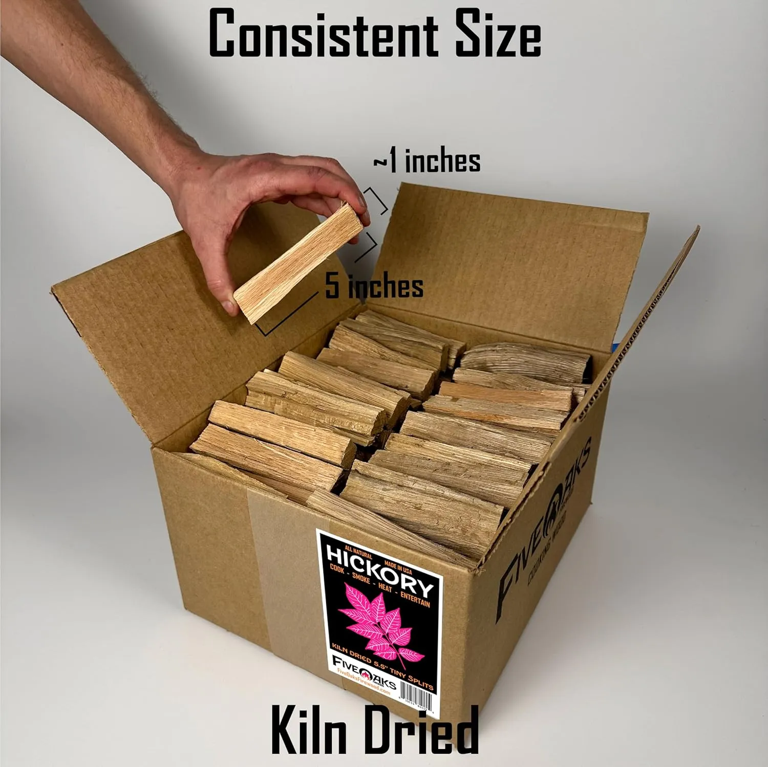 Pizza Oven Wood for Wood Fire Pizza Oven, Mini Hickory Firewood. 5 Inch Hickory Wood (1,000 Cubic Inches) ~5" Kiln Dried Firewood for Ooni Pizza Ovens, Gozney, Bertello Pizza Oven