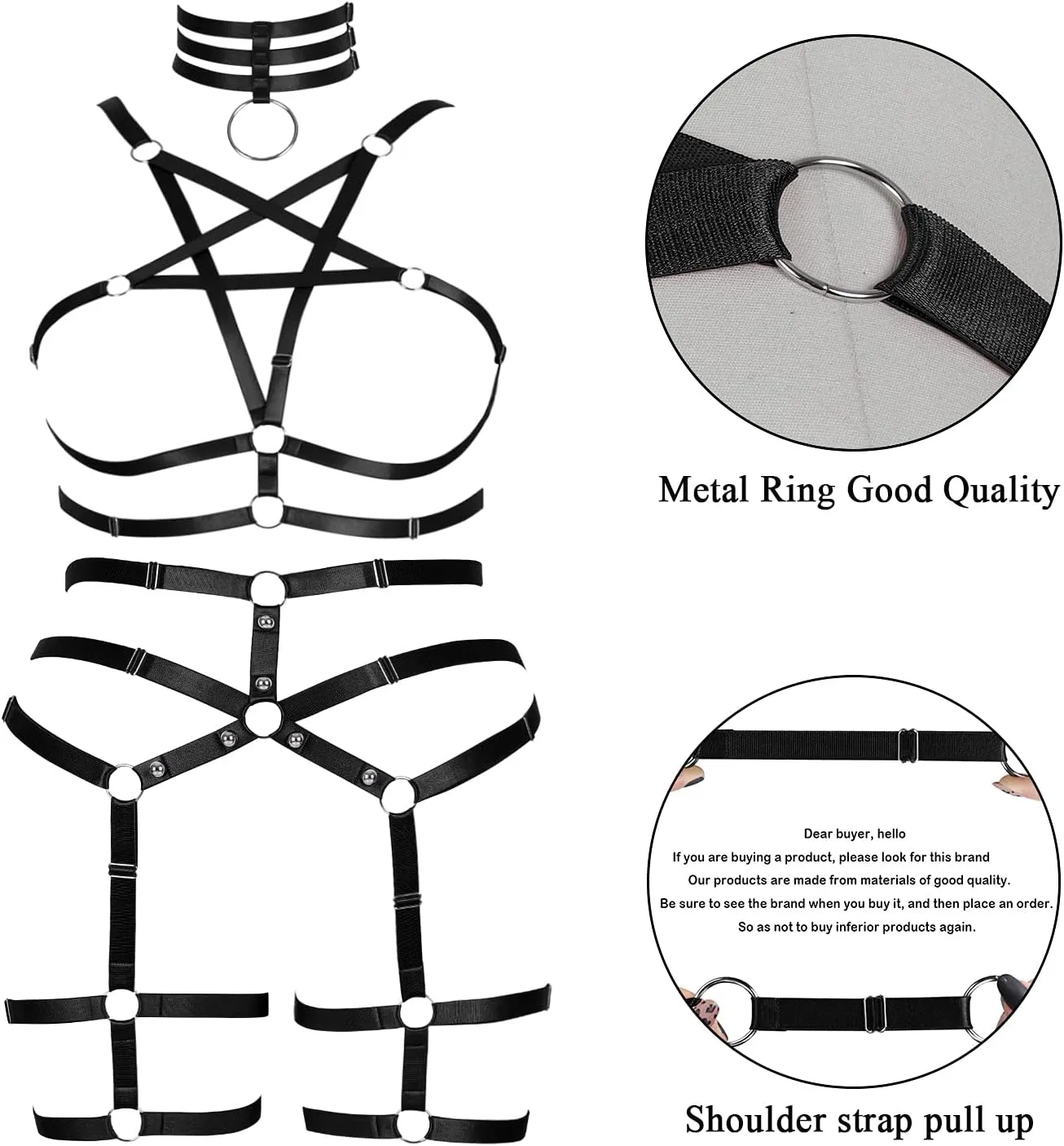 Plus Size Full Cage Body Harness Lingerie Women Bra Leg Garter Belt Punk Goth Club Party Festival Rave Clothing