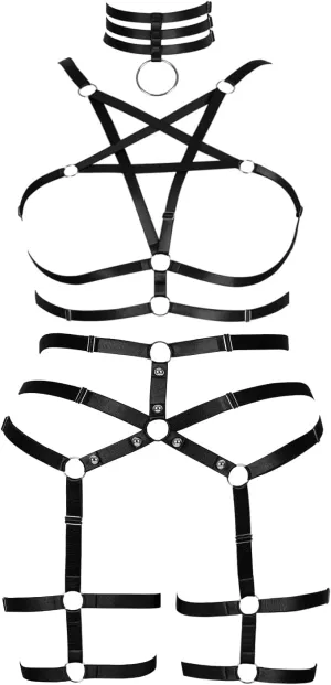 Plus Size Full Cage Body Harness Lingerie Women Bra Leg Garter Belt Punk Goth Club Party Festival Rave Clothing