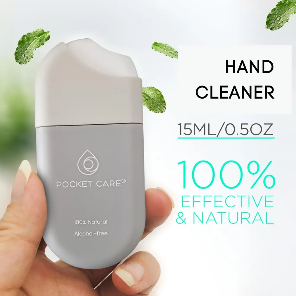 POCKET CARE | 3 Pack Peppermint Hand Cleanser Moisturizing Spray 1.5 Fl OZ- for Hands | Organic | Travel Size - Travel Accessories | 100% natural