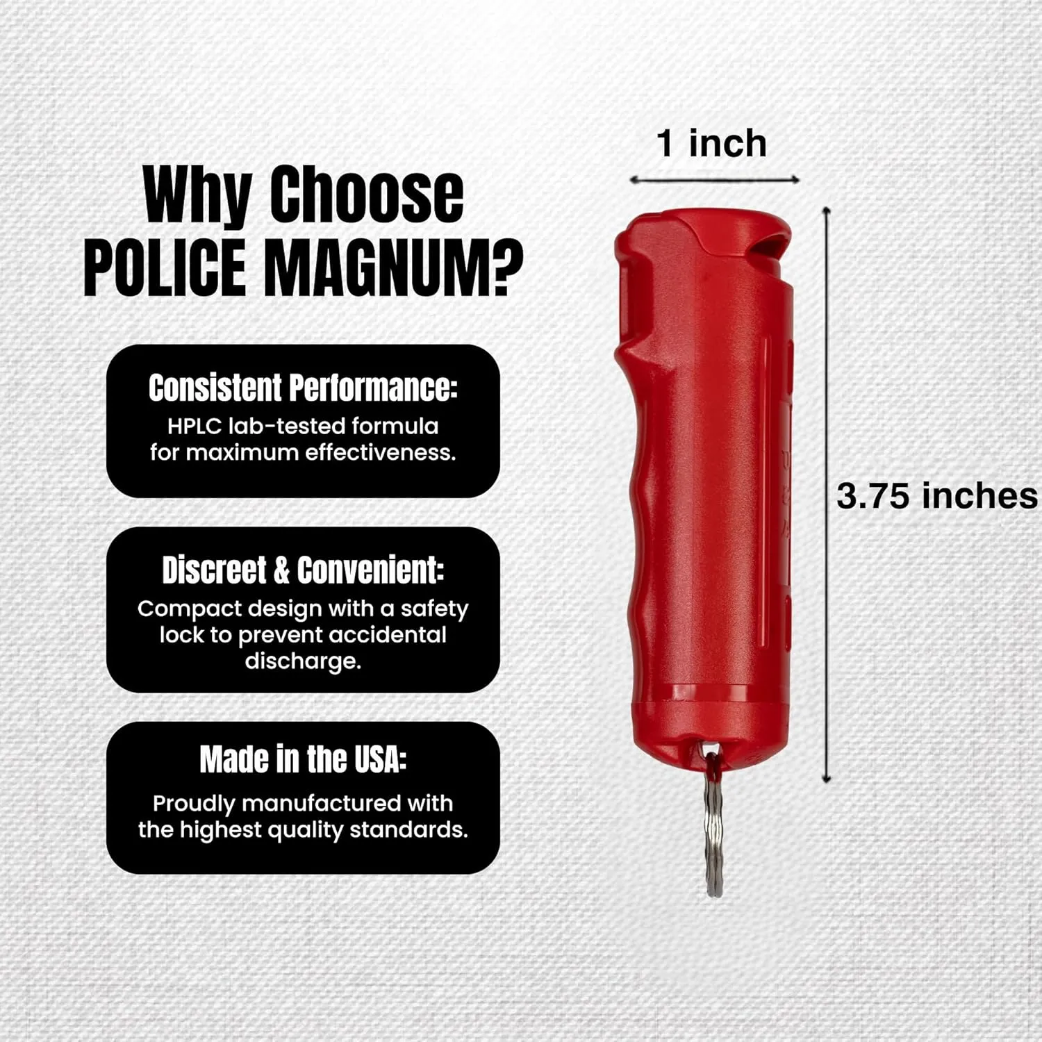 Police Magnum Keychain Pepper Spray Flip Top Safety 3 Pack 1/2oz- Maximum Heat Strength OC with Dye- Tactical Small Compact Case- for Women & Men's Self Defense- Made in The USA
