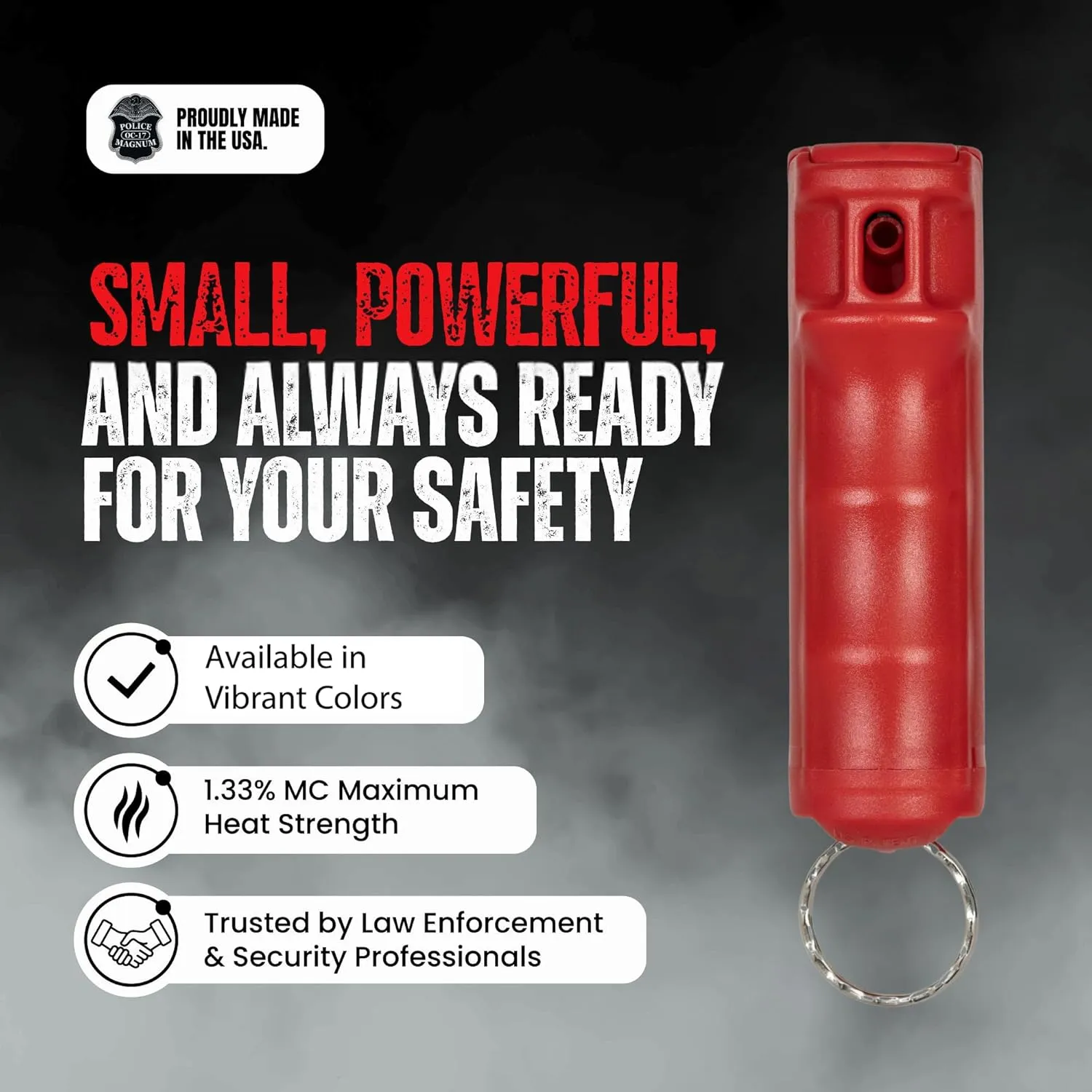 Police Magnum Keychain Pepper Spray Flip Top Safety 3 Pack 1/2oz- Maximum Heat Strength OC with Dye- Tactical Small Compact Case- for Women & Men's Self Defense- Made in The USA