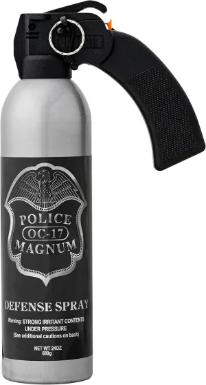 POLICE MAGNUM Large Pepper Spray Home Defense Security- Safe Non Lethal Protection- Powerful 25ft Wide Fog Spray- Made in The USA - 1 Pistol Grip