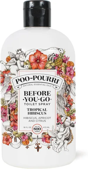 Poo-Pourri Before-You-Go Toilet Spray, Tropical Hibiscus, Refill Bottle 16 Fl Oz - Hibiscus, Apricot and Citrus